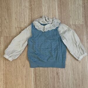 Janie and Jack Light Blue Knit Vest with White Collar